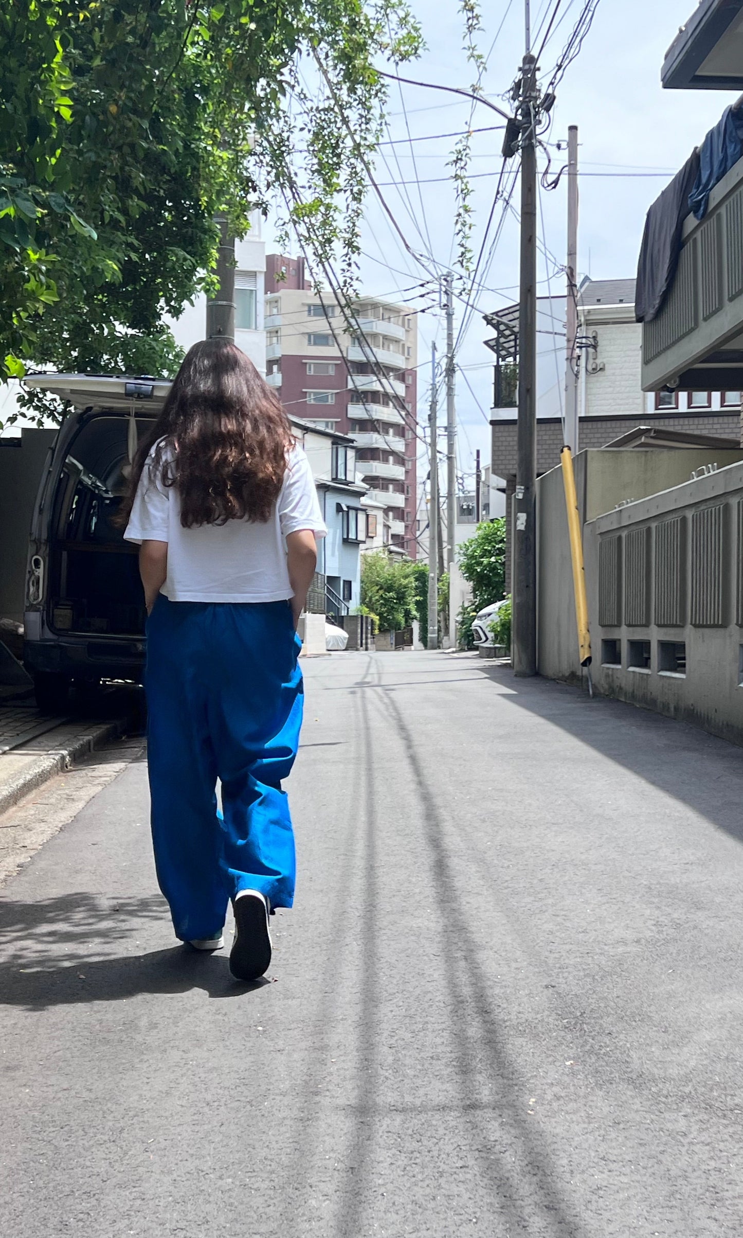 bright blue relax fit drawstring pants