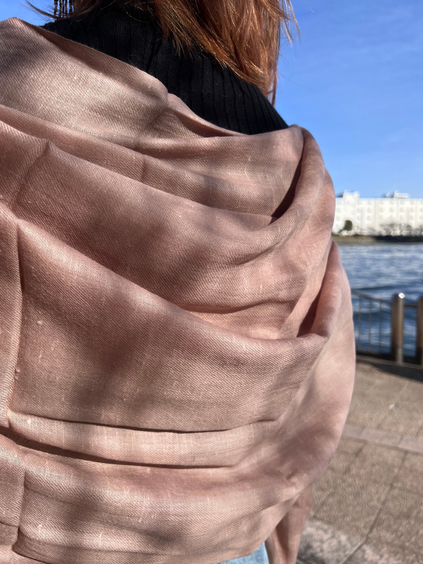 Natural colour angora wool handwoven shawl