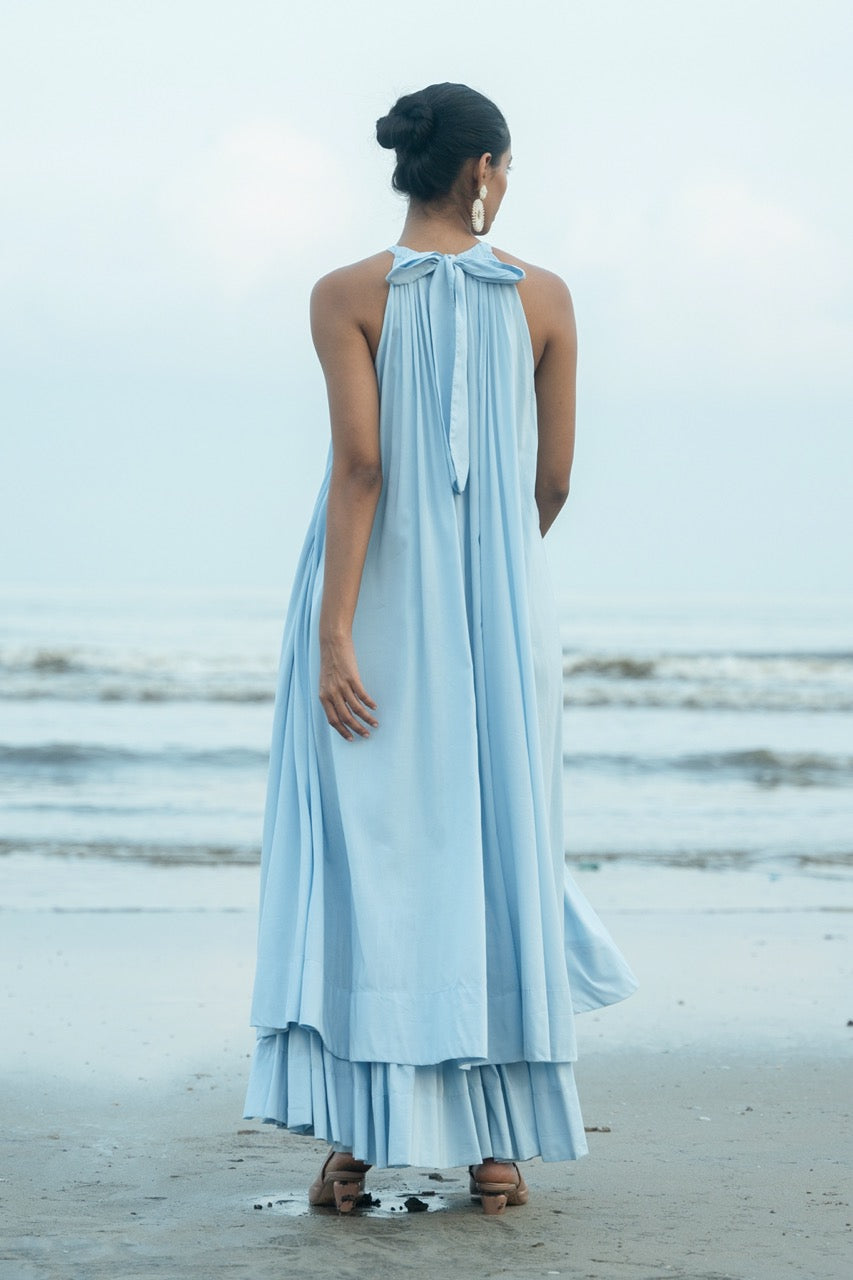 Abeer sky blue cotton maxi dress