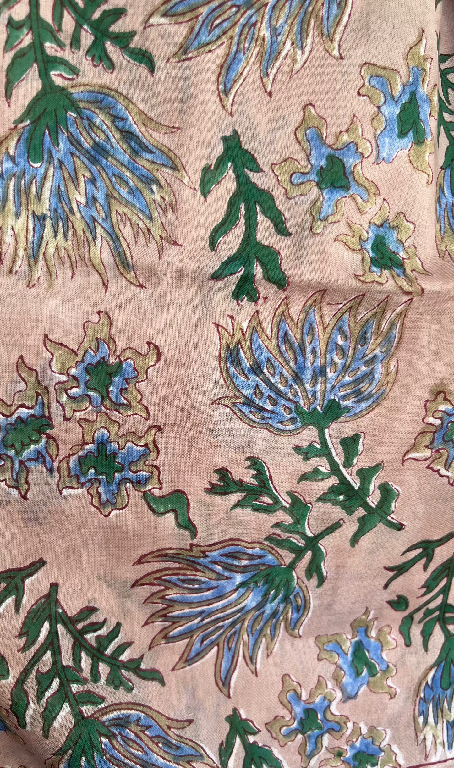 Handblock print cotton muslin large summer scarf - vintage rose