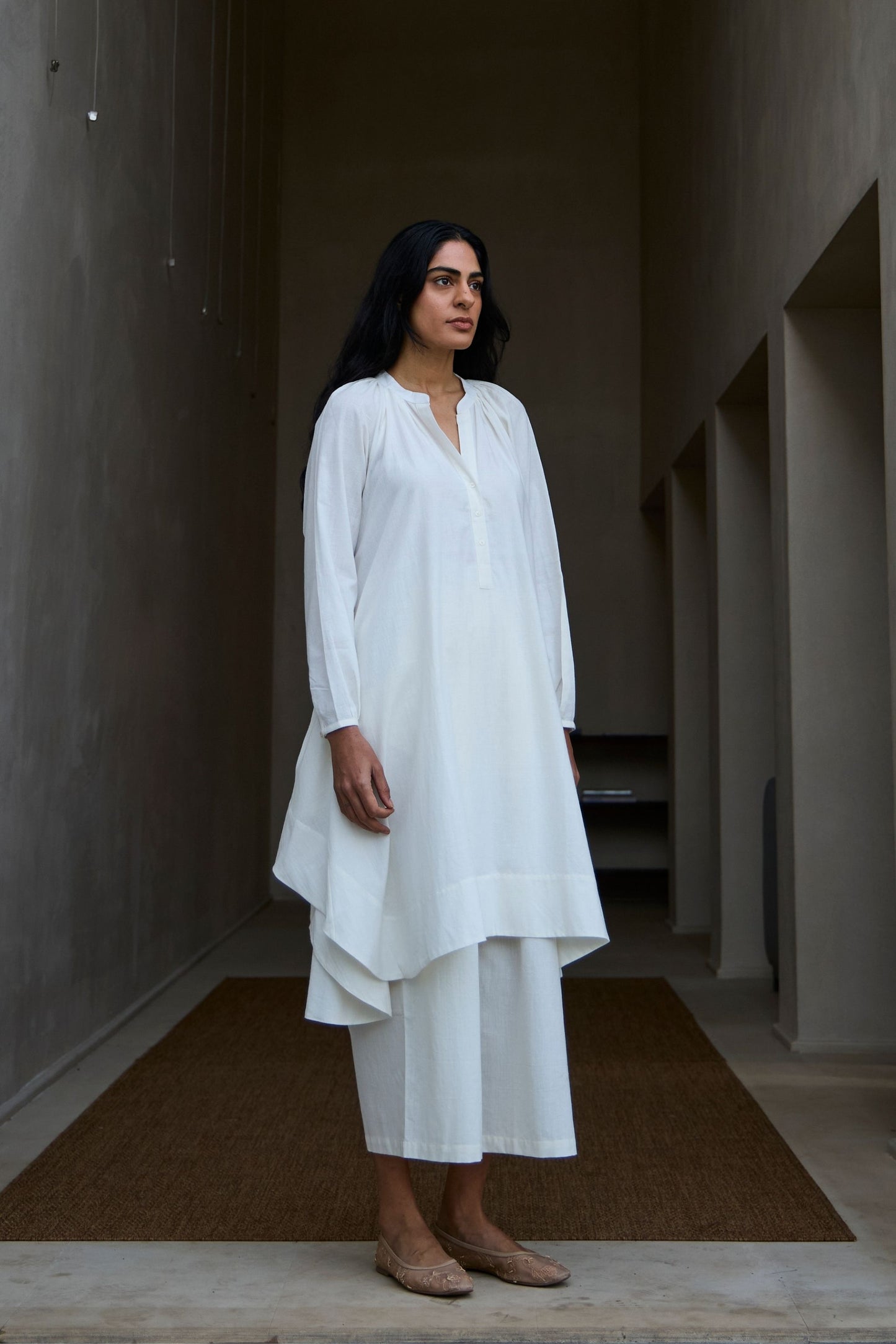 Wodstock milk khadi cotton pleated pants