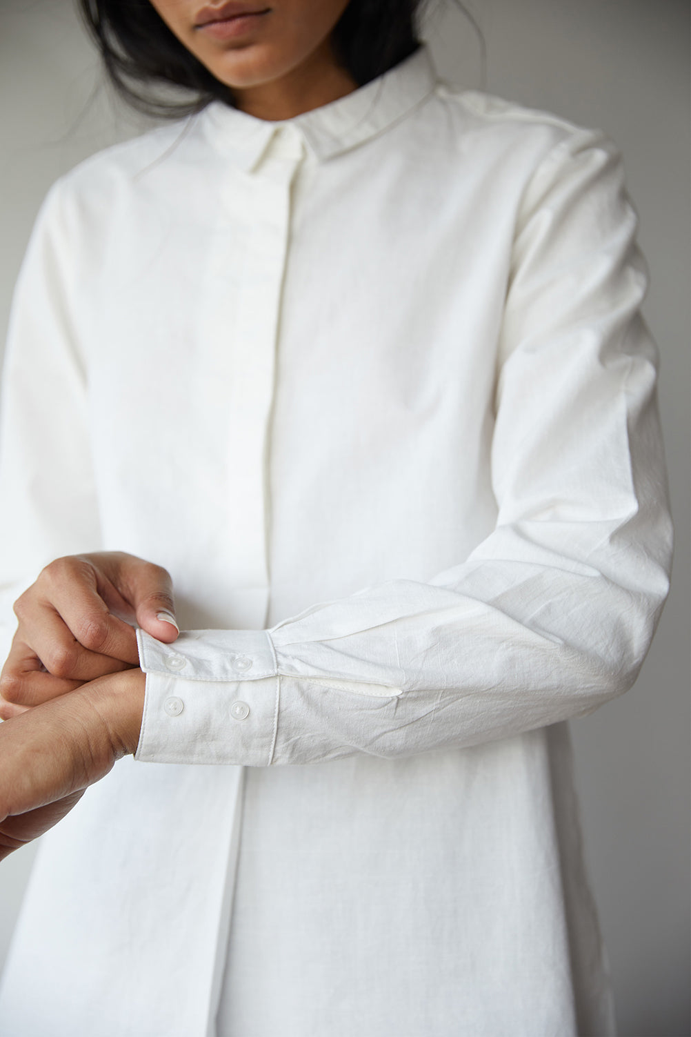 Harrison white mandarin collar khadi cotton shirt