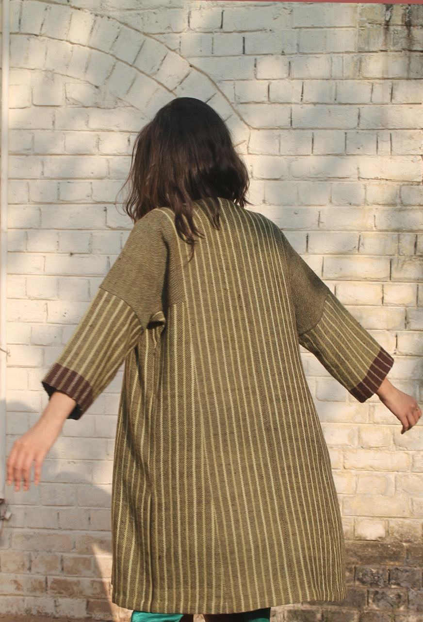 Stripe long jacket - merino wool