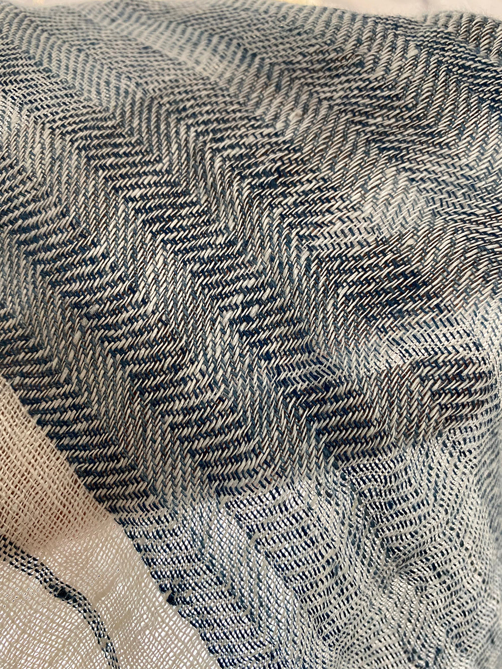 Indigo herringbone stole