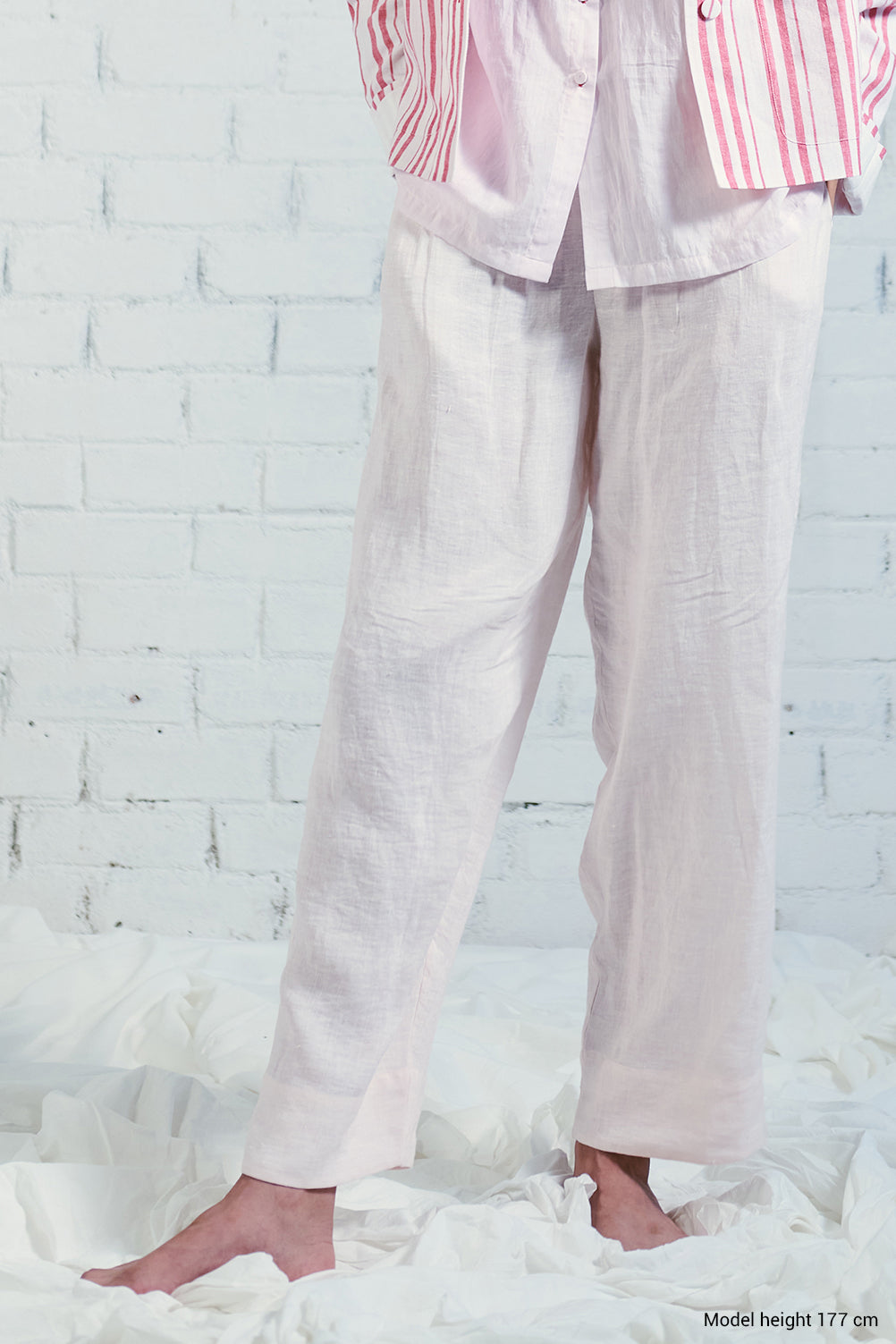 Delicate pink linen pants