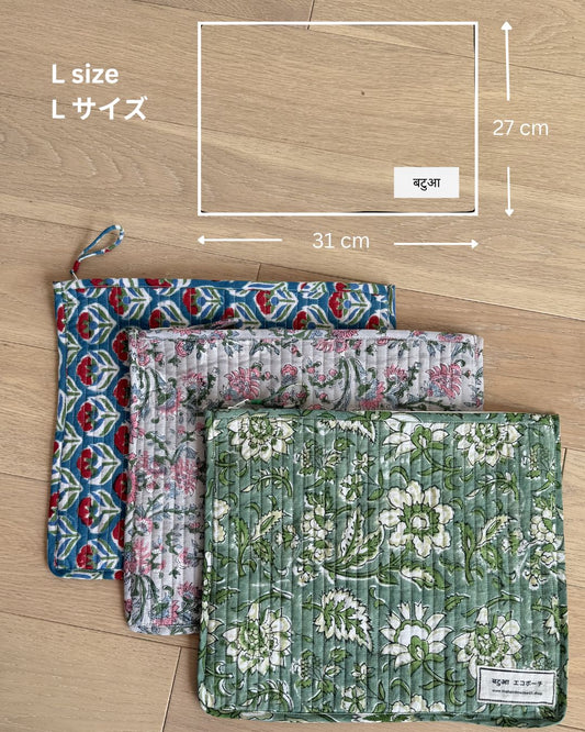 折りたたみハンドブロックプリントコットントートバッグ