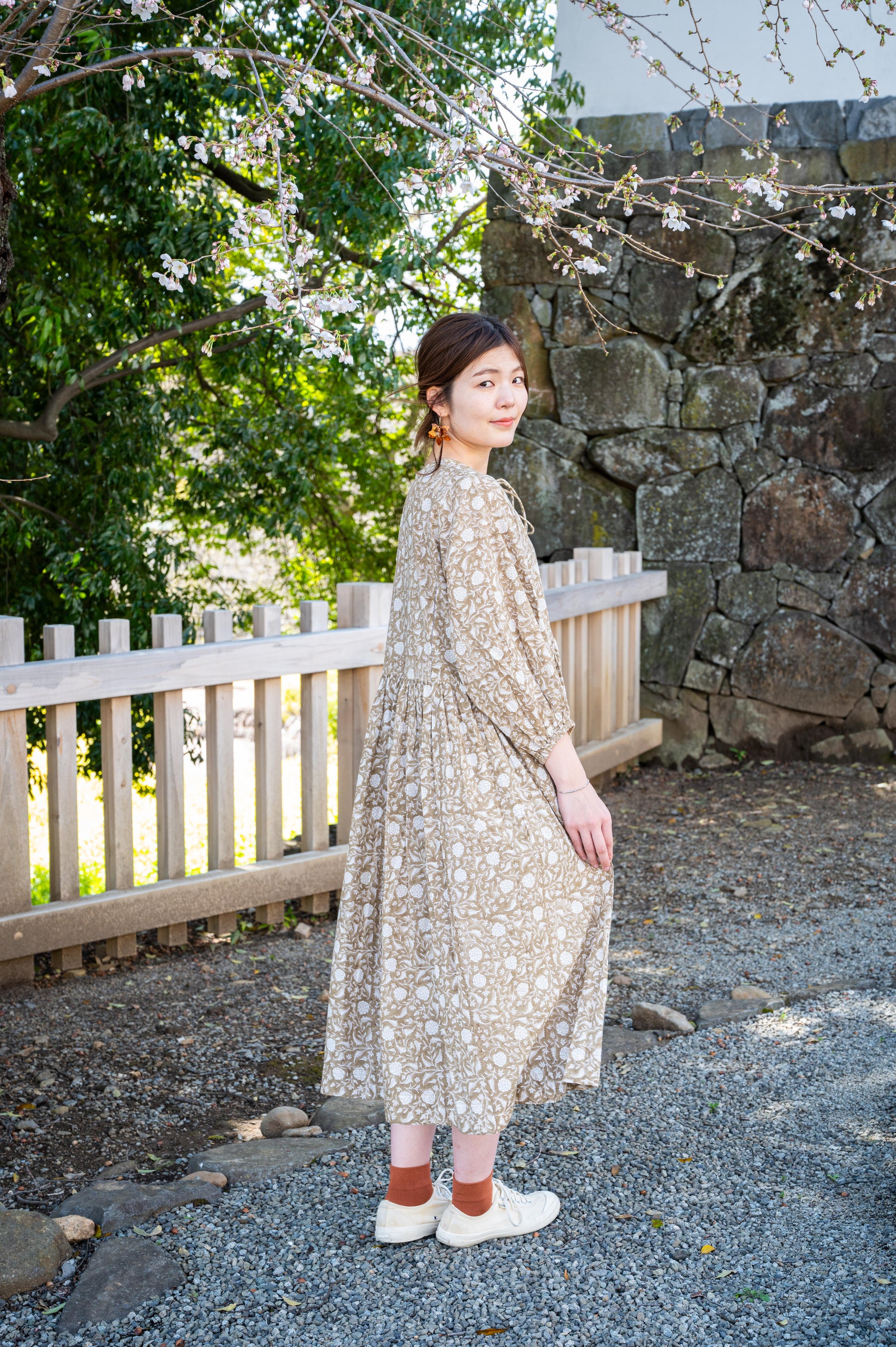 ハンドブロックプリントサマードレス