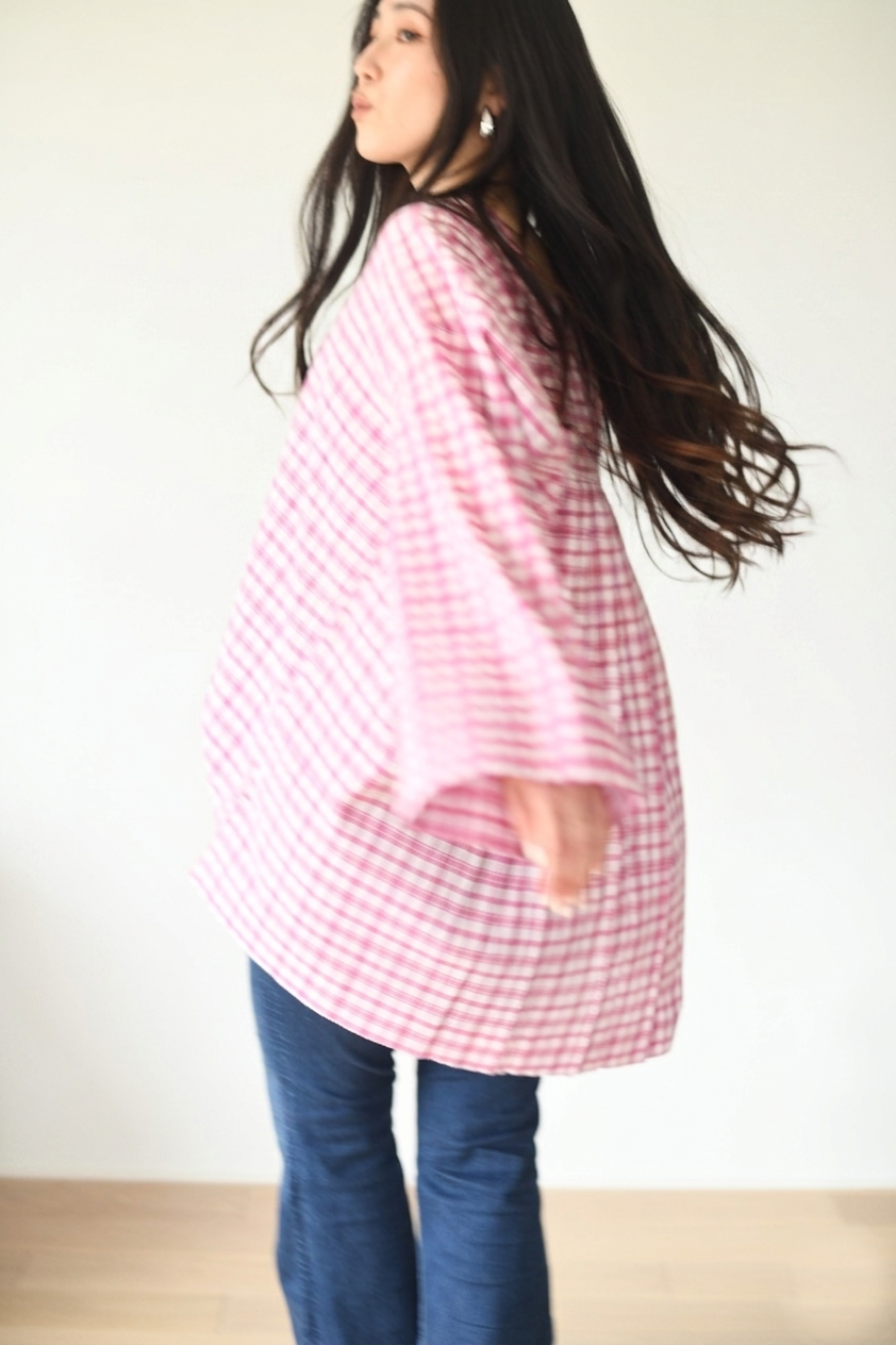 Drift away cotton shirt in pink check