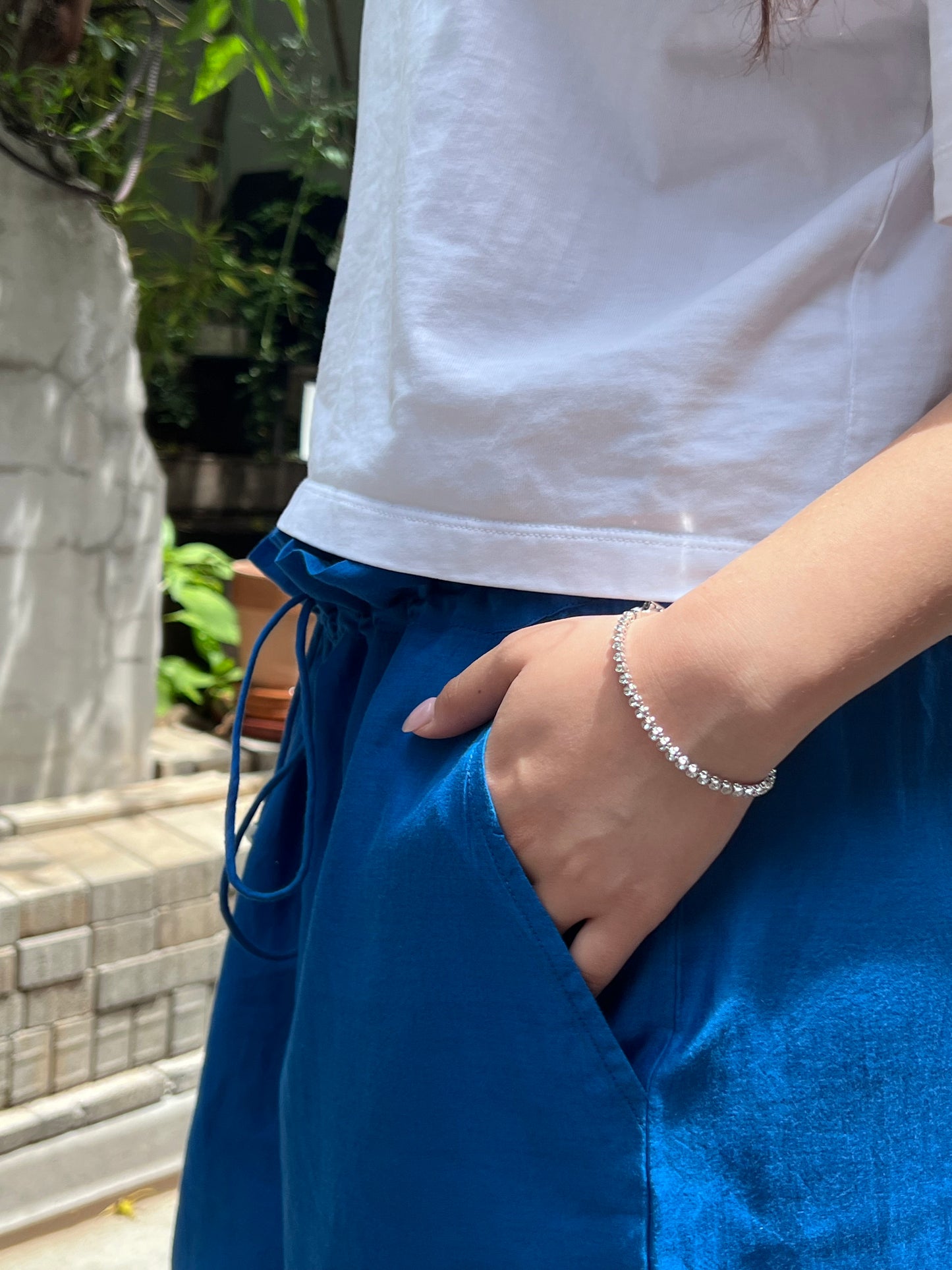 bright blue relax fit drawstring pants