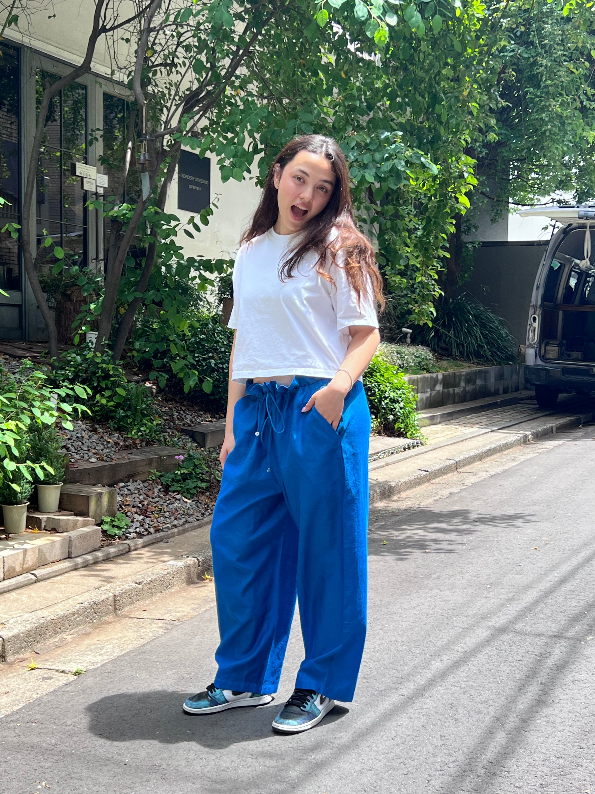 bright blue relax fit drawstring pants