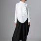 White curved plaket organic cotton shirt