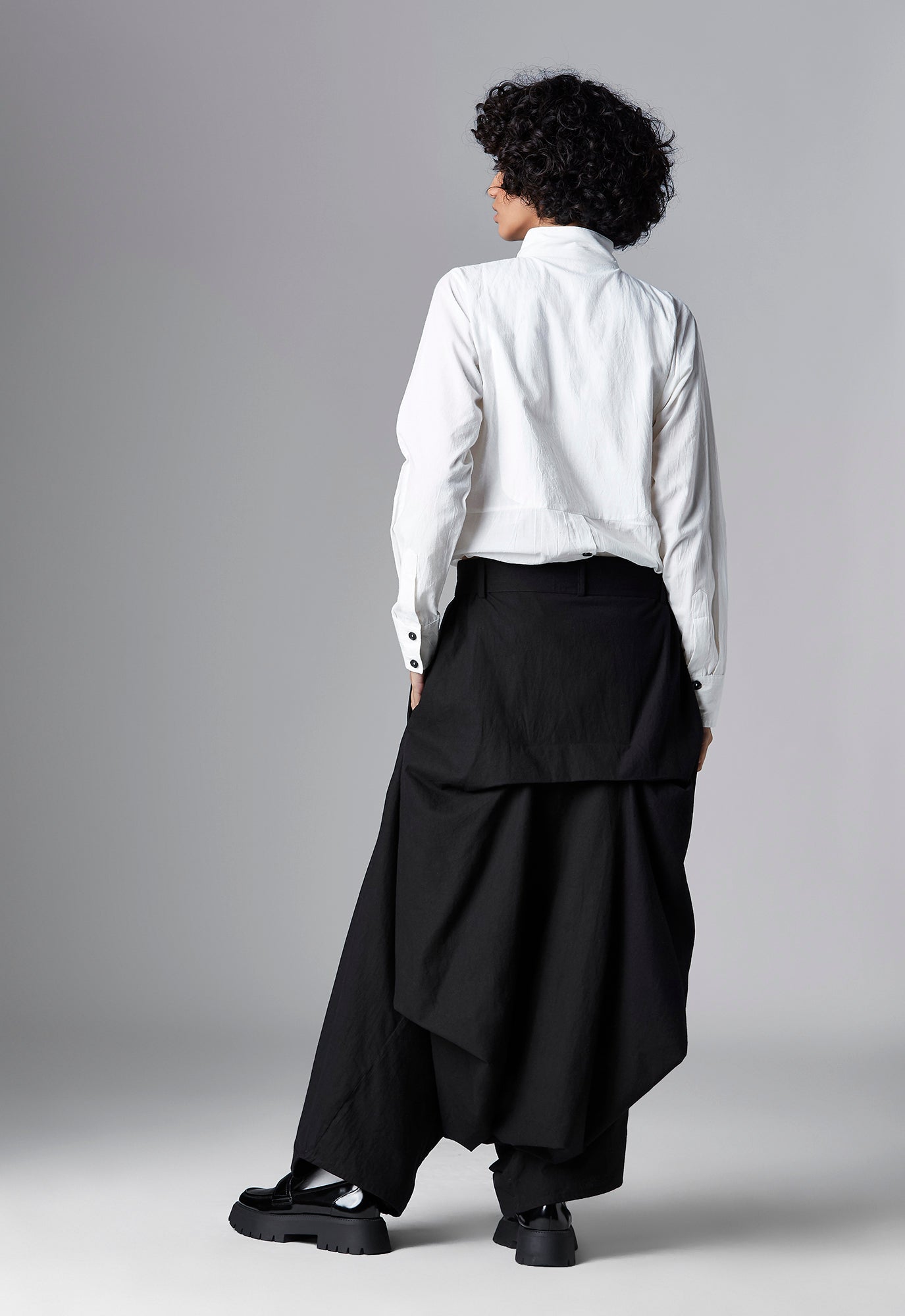 Black organic cotton deconstructed pants