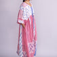 Drawstring kaftan style Ikat gingham cotton maxi dress