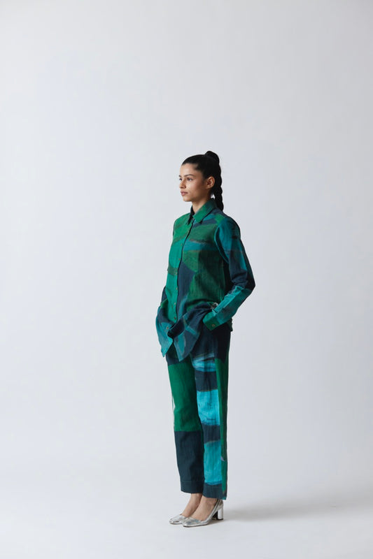 Jade floral print linen coord set