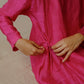 hot pink silk long dress. Available in japan.