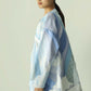 one of a kind light blue patchwork jacket. artist collaboration. available in Japan
