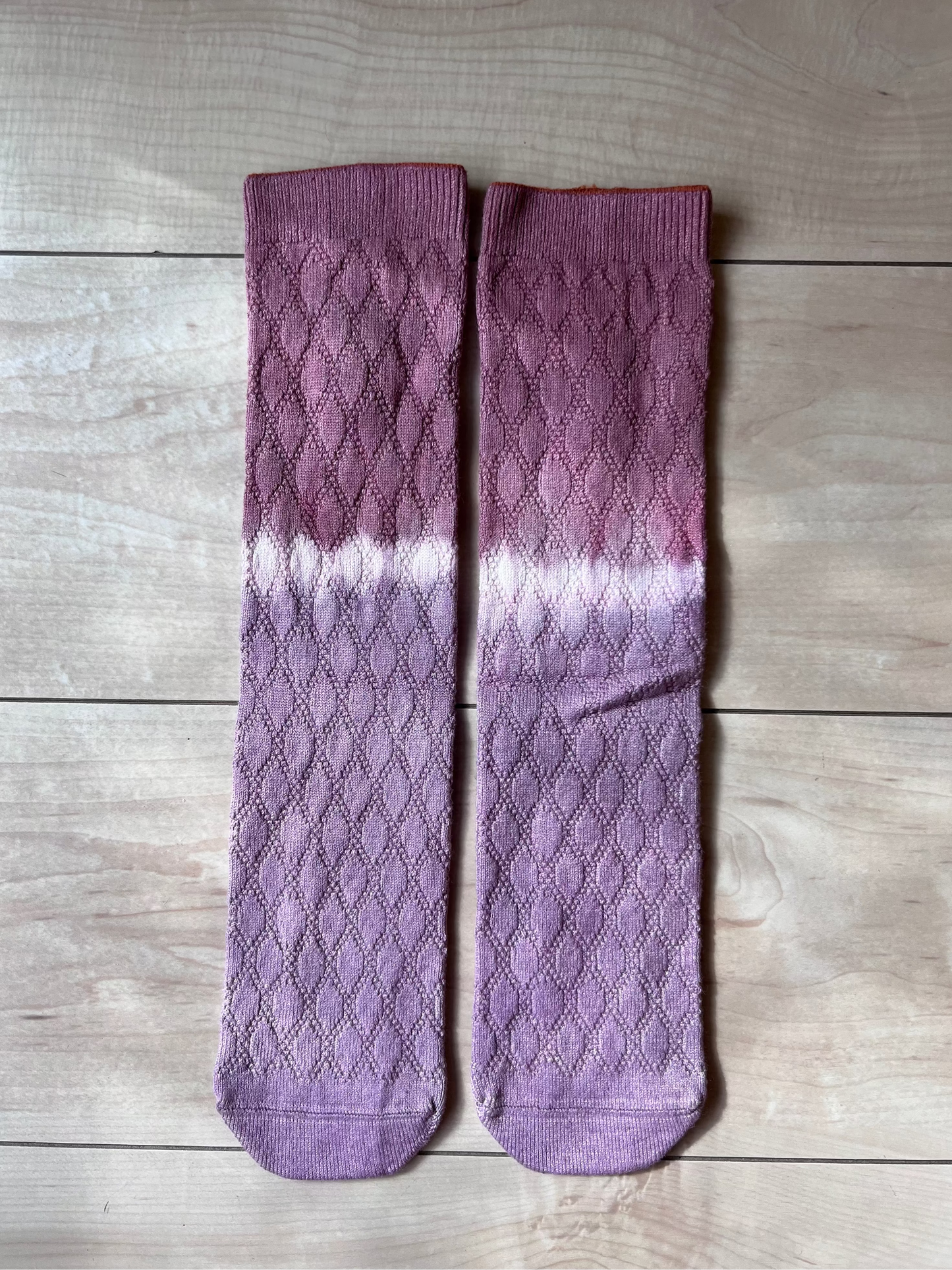 purple and pink natural dye cotton socks 