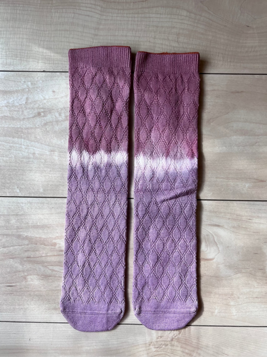 purple and pink natural dye cotton socks 