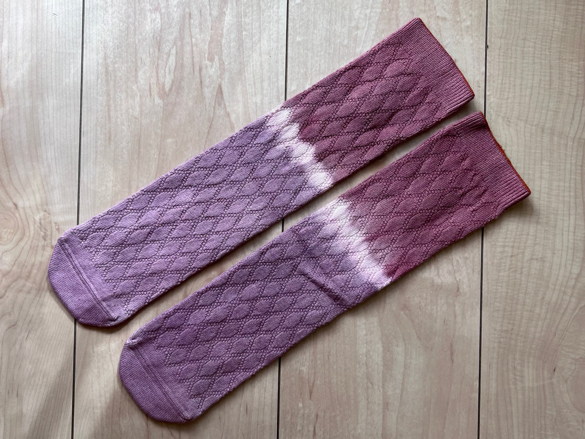 purple and pink natural dye cotton socks 
