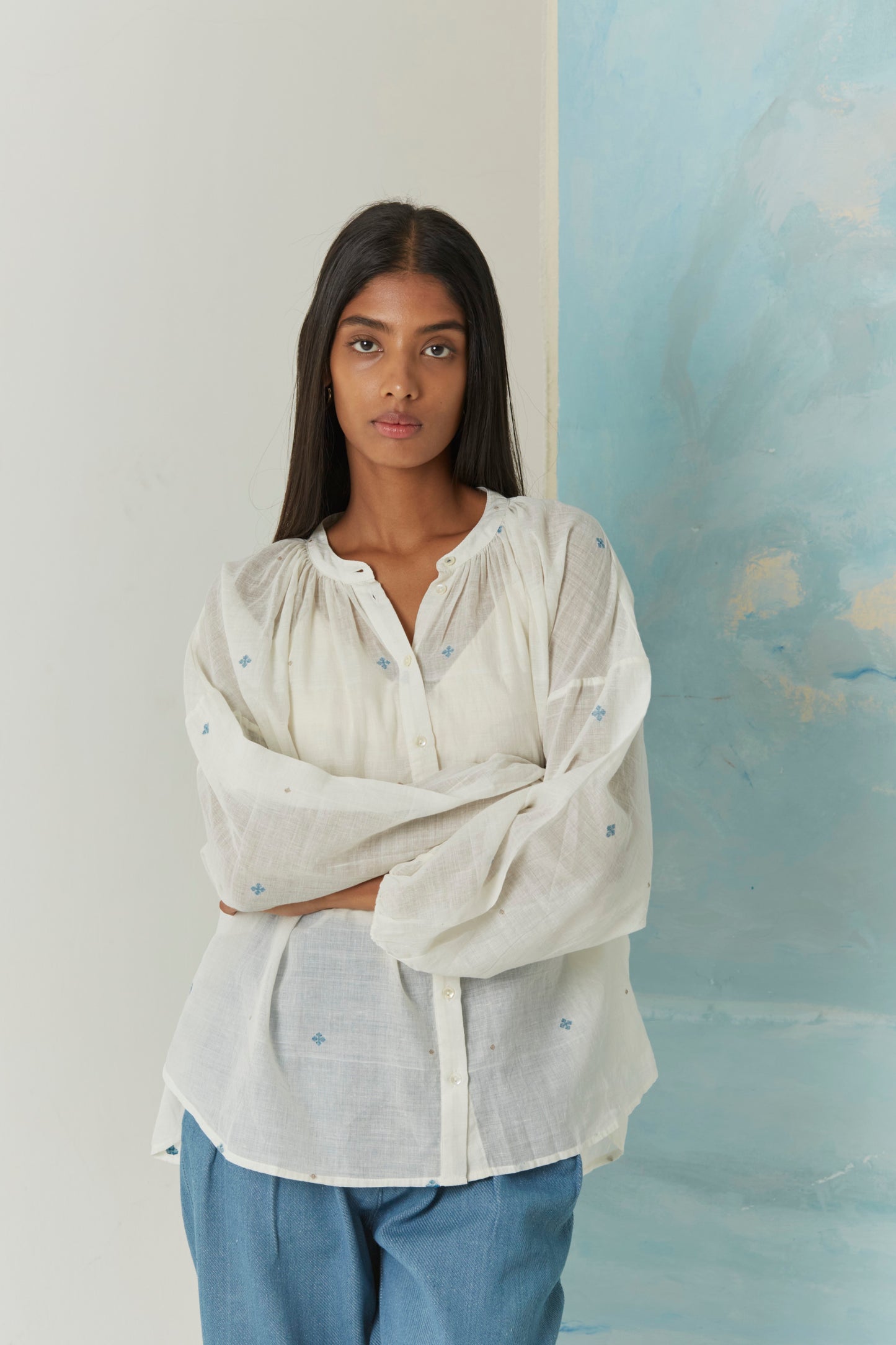 Contemporary jamdani weave Hana shirt