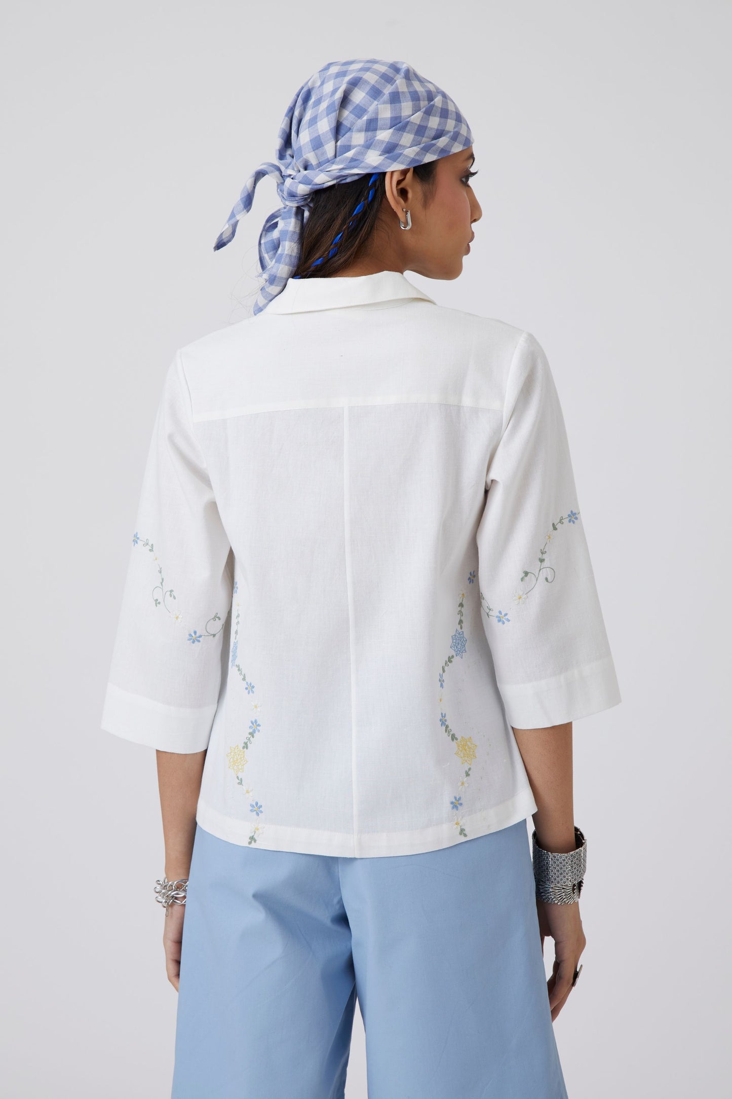 Issi hand embroidered khadi cotton shirt