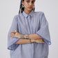 Thaila blue oversized handwoven cotton shirt