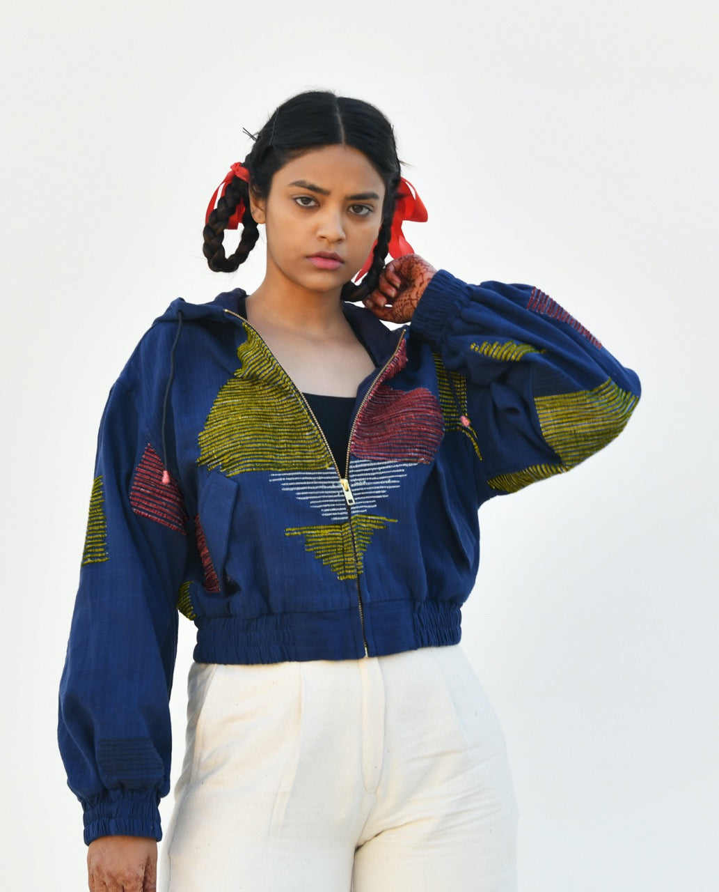 Kuni upcycled fabric hooded jacket